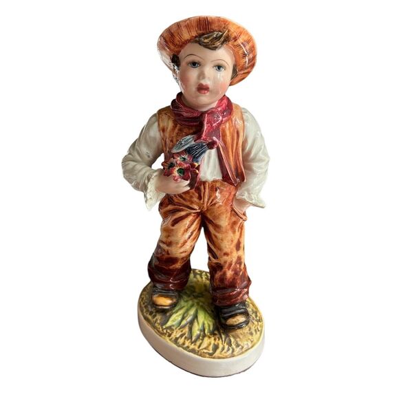 Rare Carlo Mollica Capodimonte Boy Holding Flowers Porcelain Figurine Signed - Picture 3 of 8
